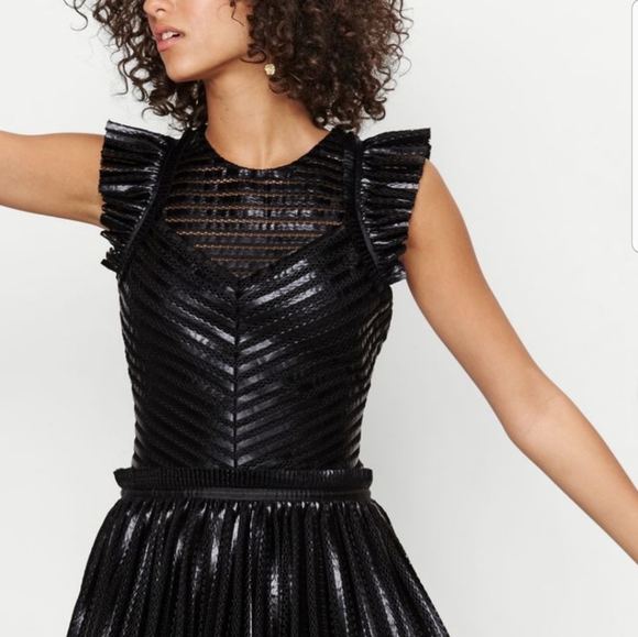 Maje Remony Black Tiered Mini Dress Size 3 - Picture 2 of 15